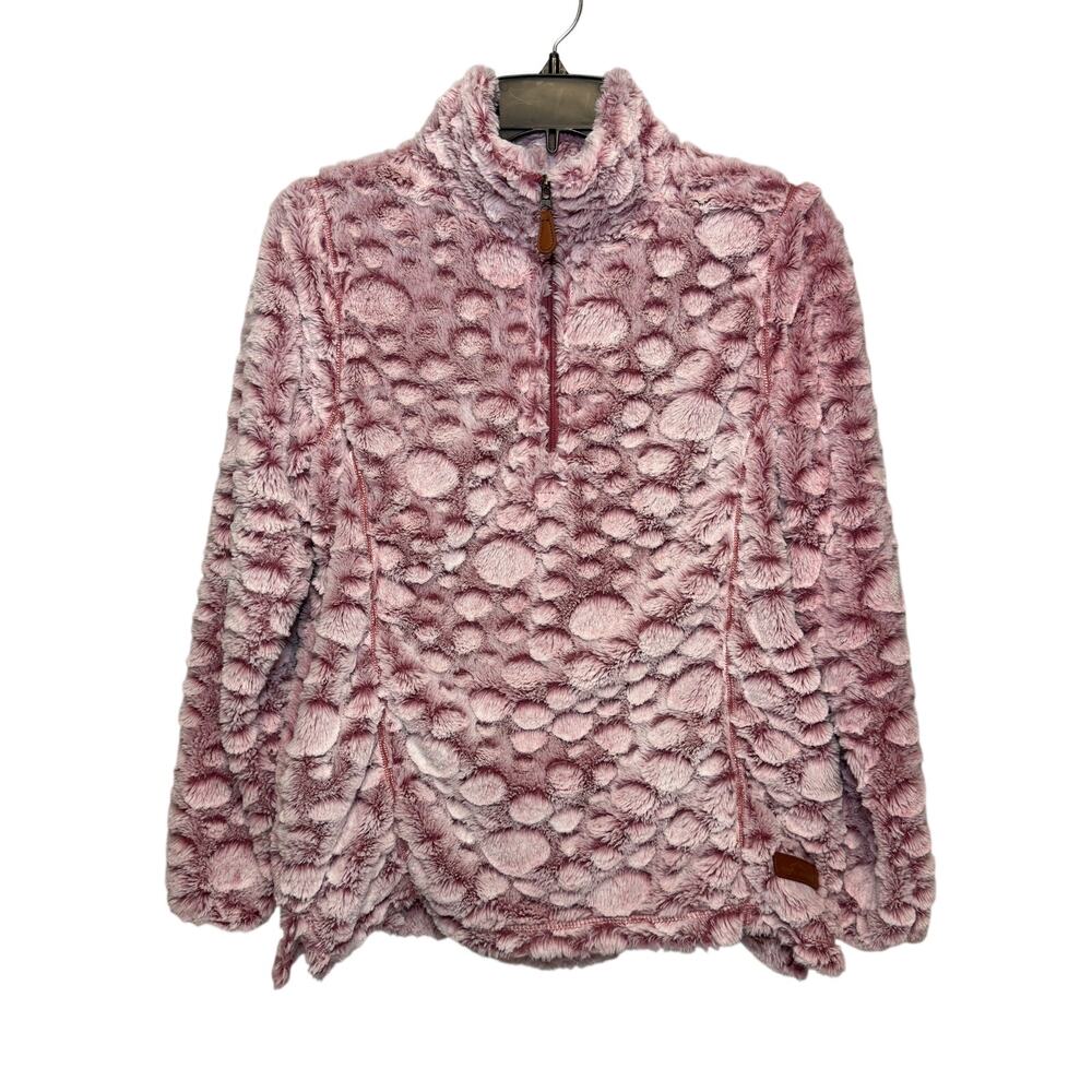 Simply Southern Dotted‎ Sherpa pullover pink 1/4 zip Size Small